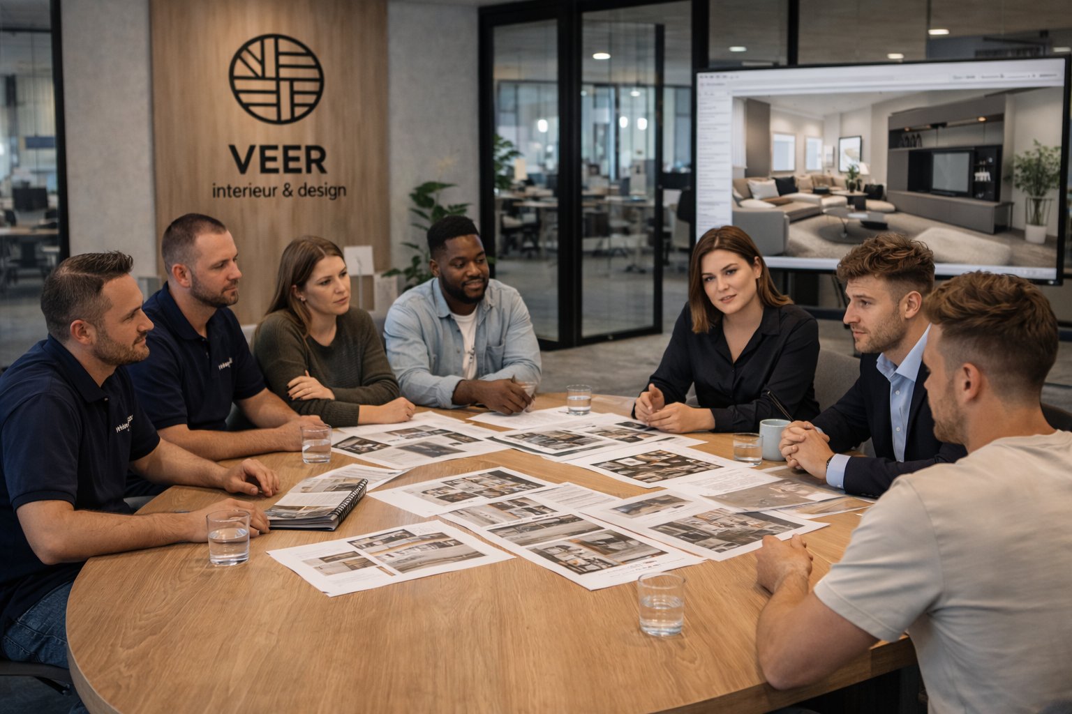 Vergadering voor het toepassen van projectbegeleiding aan tafel bij VEER