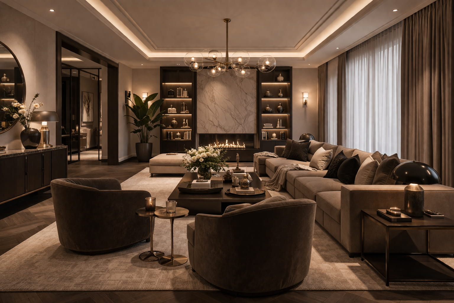 Sfeervolle verlichting en styling in een hotel chique interieur